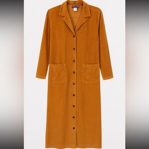 April Cornell Corduroy Duster Dress Shacket Rust Caramel Boho Cottagecore Autumn